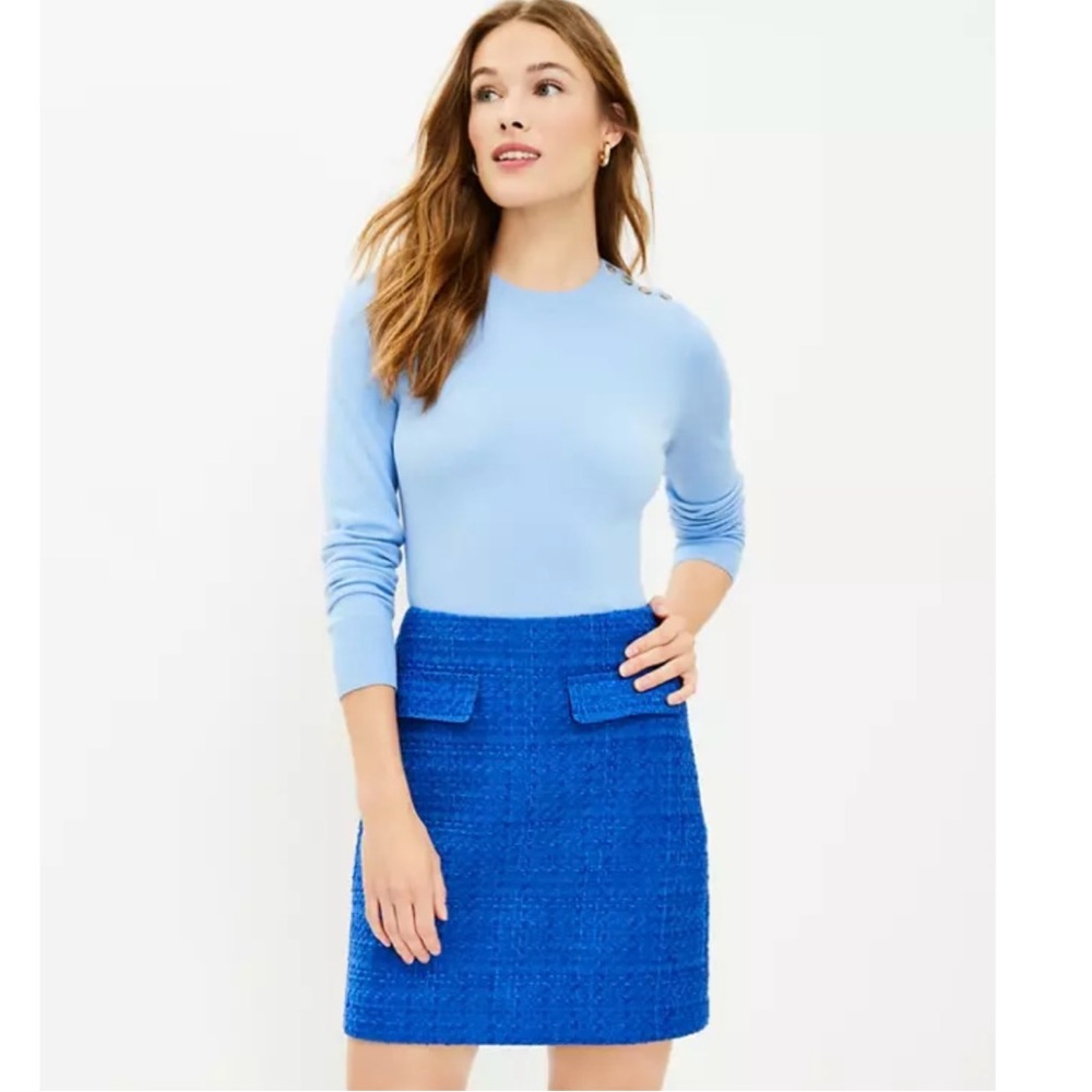Loft | Blue Tweed Shift Skirt | Size 10